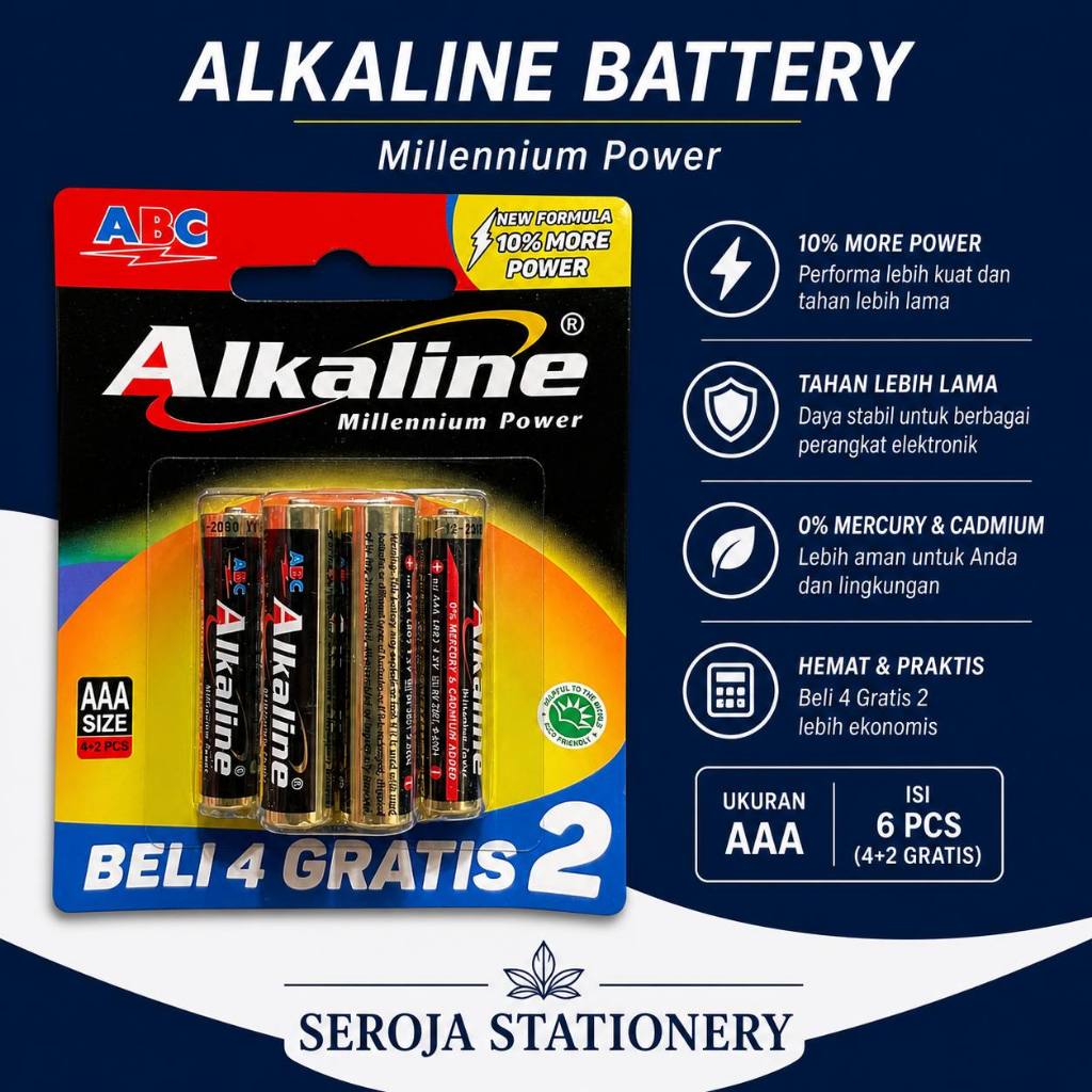 BATERAI Alkaline AAA ISI 6 | BATERAI ABC Alkaline A3 ISI 4+2