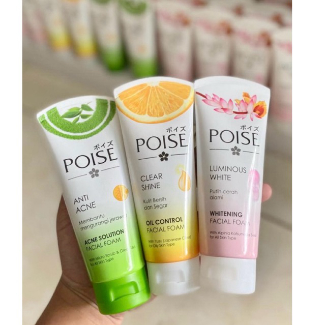 POISE FACIAL WASH 100GRAM POISE FACIAL FOAM SABUN WAJAH POISE LUMINOUS WHITE POISE CLEAR SHINE POISE