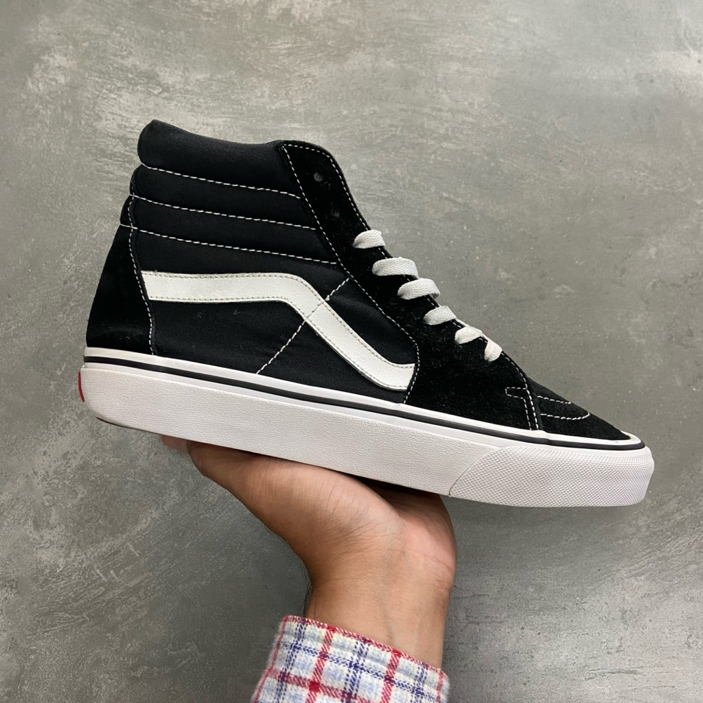 [Size 42] Vans Sk8-Hi Black White Second Original Kondisi Mulus Nominus, Kondisi bisa dilihat pada F