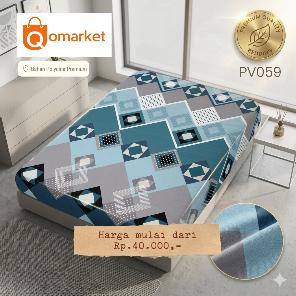 Sarung Kasur Resleting/Seprai Resleting Motif Kotak, Cocok Untuk Kamar Pribadi, Kost, Asrama, Dll
