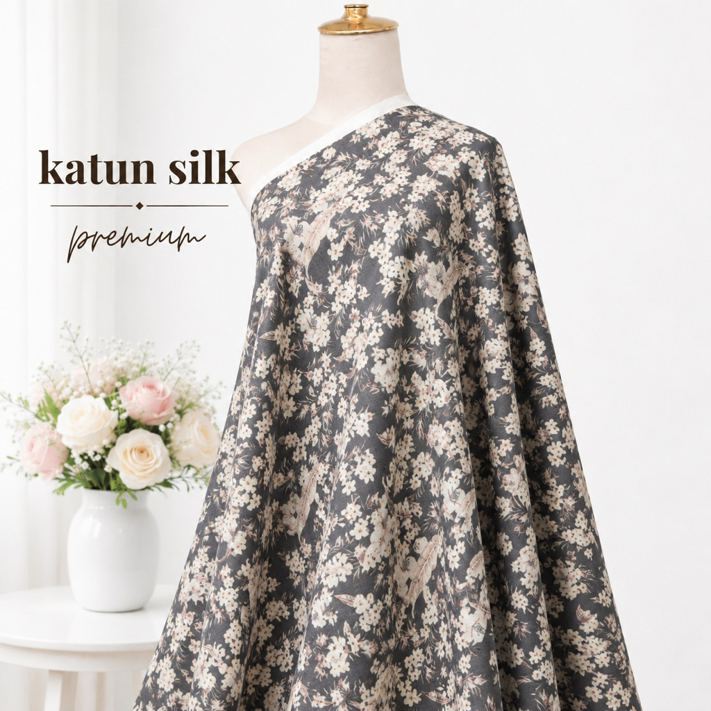 Kain katun silky premium - semi sutra- halus & lembut- harga 0,5 meter