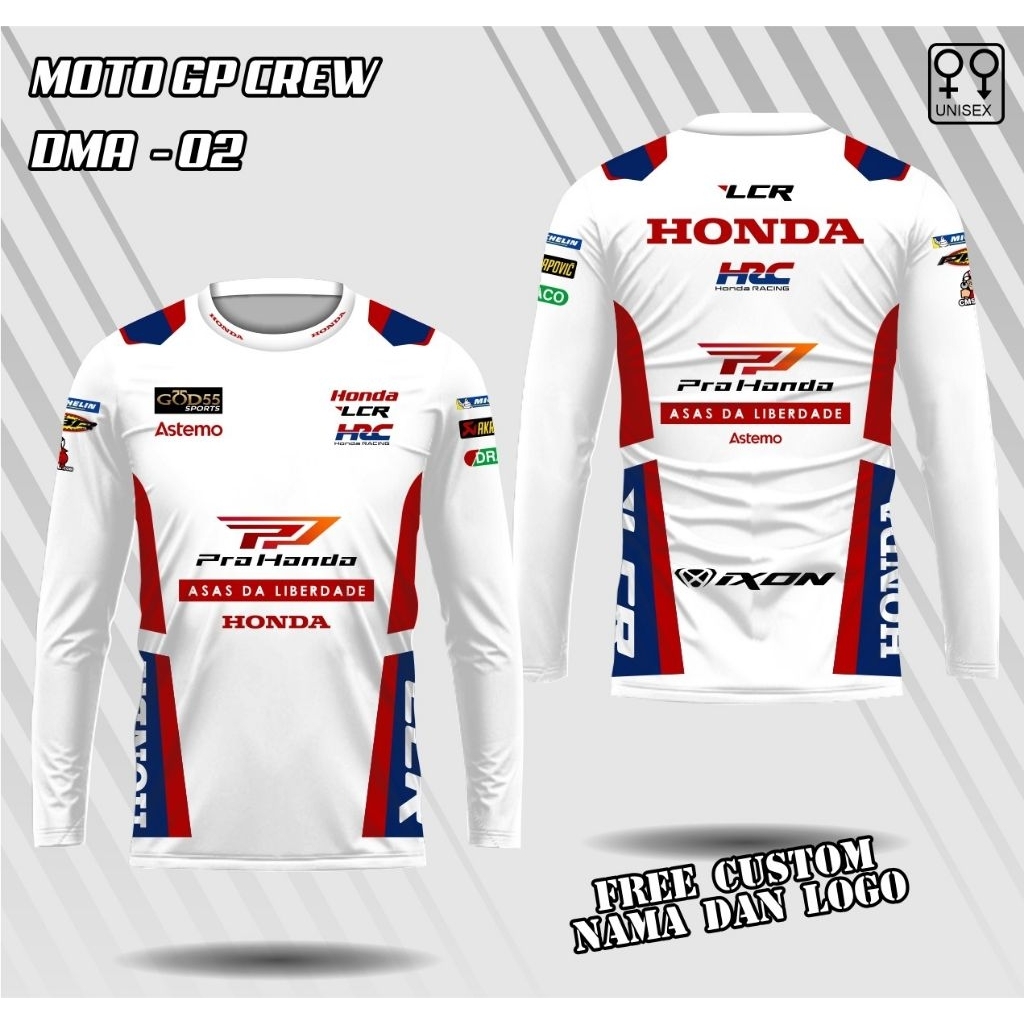 jersey HONDA LCR DIOGO MOREIRA TEAM o ncek lengan panjang