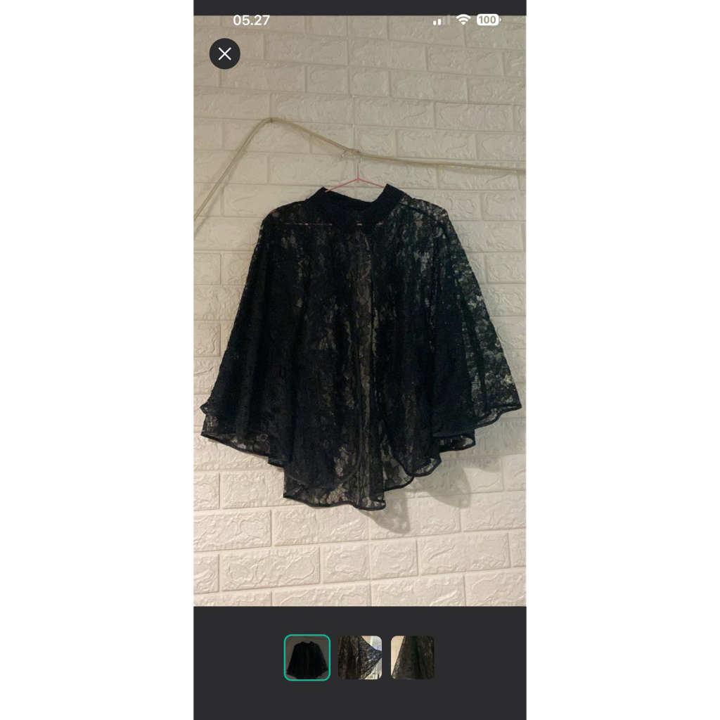 batwing outer brokat hitam