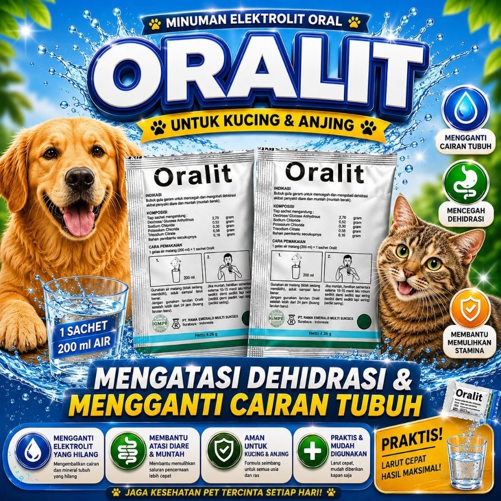 ORALIT - Obat Mencret Kucing Obat Diare Kucing Pengganti Cairan Tubuh Kucing Obat Dehidrasi Kucing D