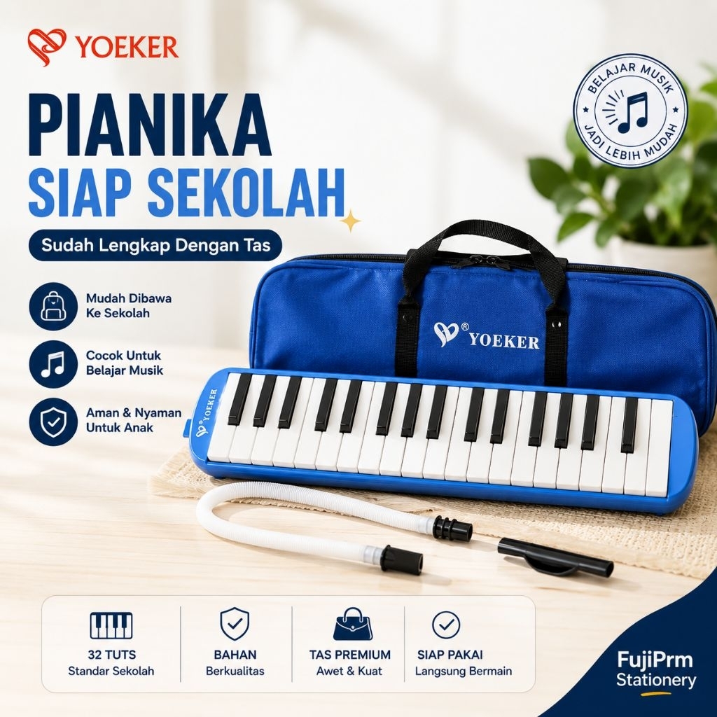 Pianika Yoeker 32 Tuts Premium Lengkap Tas dan Selang | Pianika Sekolah Anak Siap Pakai