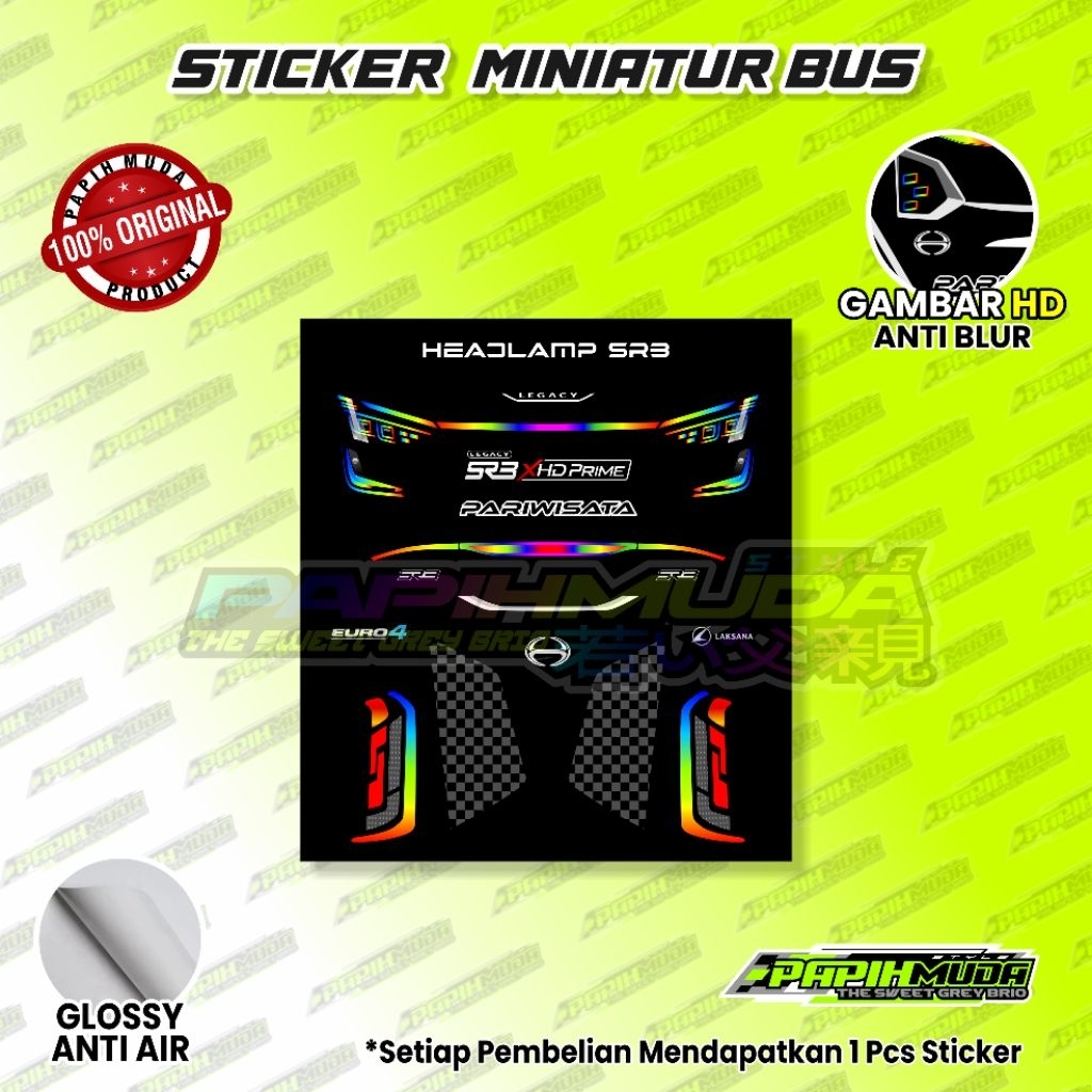 Sticker Headlamp SR3 / Sticker Miniatur Bus / SR3