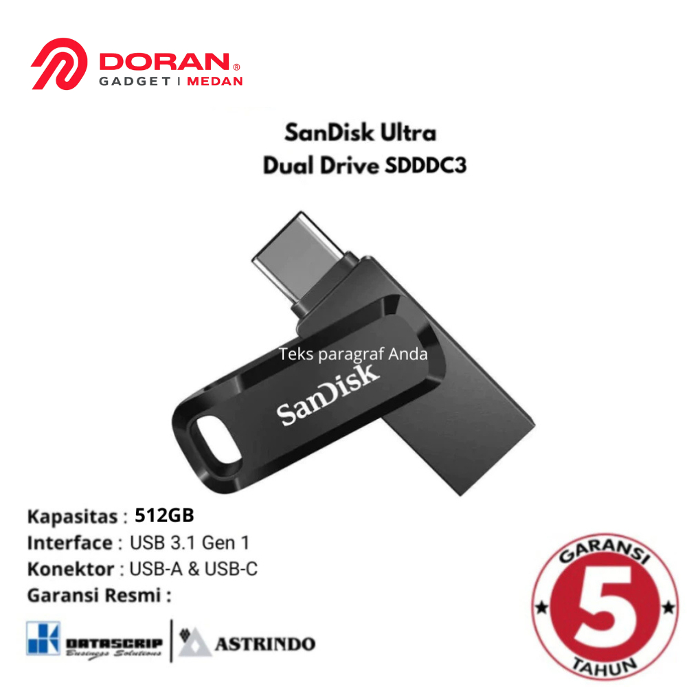 Sandisk Dual Drive SDDDC3 512GB 512 GB Flashdisk OTG Type C Original Flash Disk Garansi Resmi