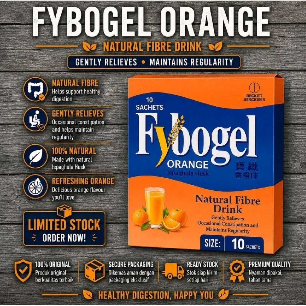 Fybogel Natural Fibre Orange Drink Constipation Sembelit Singapore
