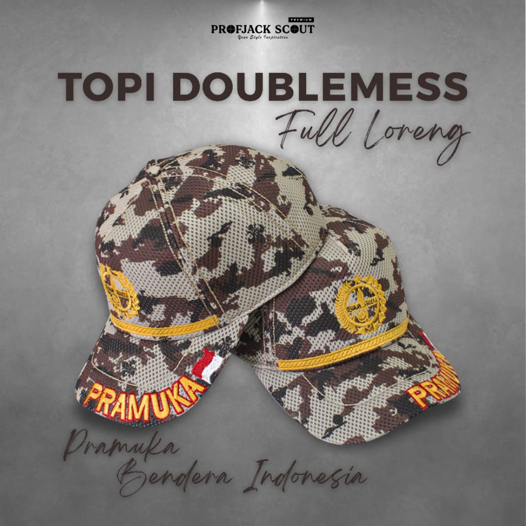 TOPI PRAMUKA DOUBLEMESS FULL LORENG PREMIUM – Edisi Bendera Indonesia – Double Mess Taktis Profjack 