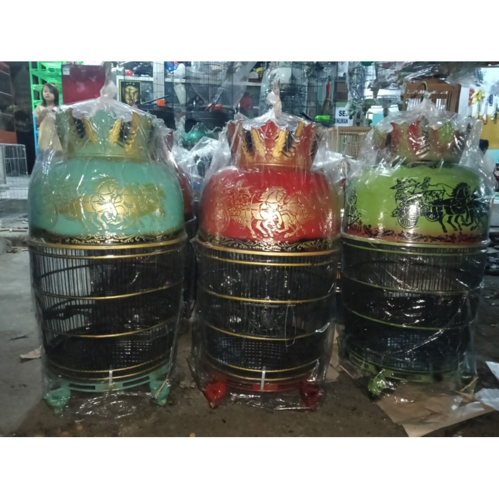 SANGKAR PERKUTUT FIBER MERAH