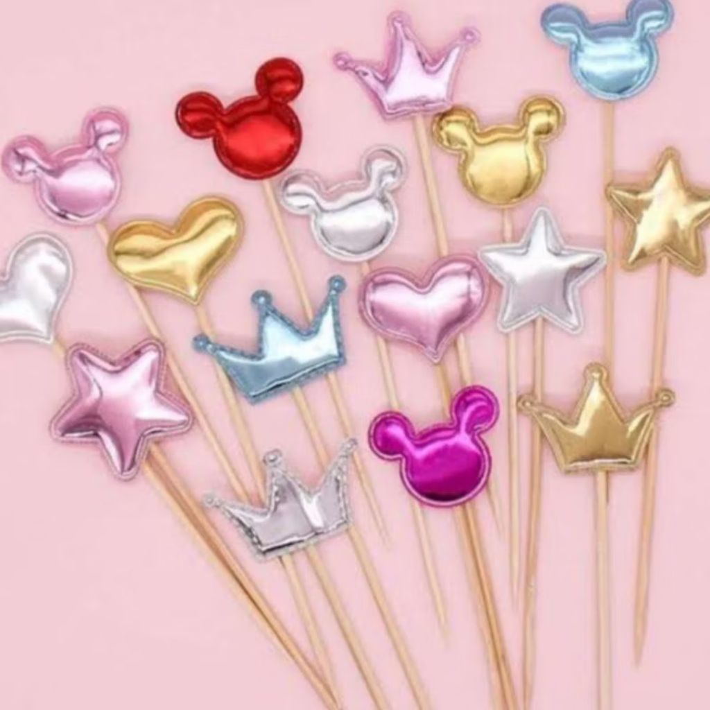Cake topper mahkota set isi 5pcs cake topper bintang cake topper hati topper kue ulang tahun bentuk 