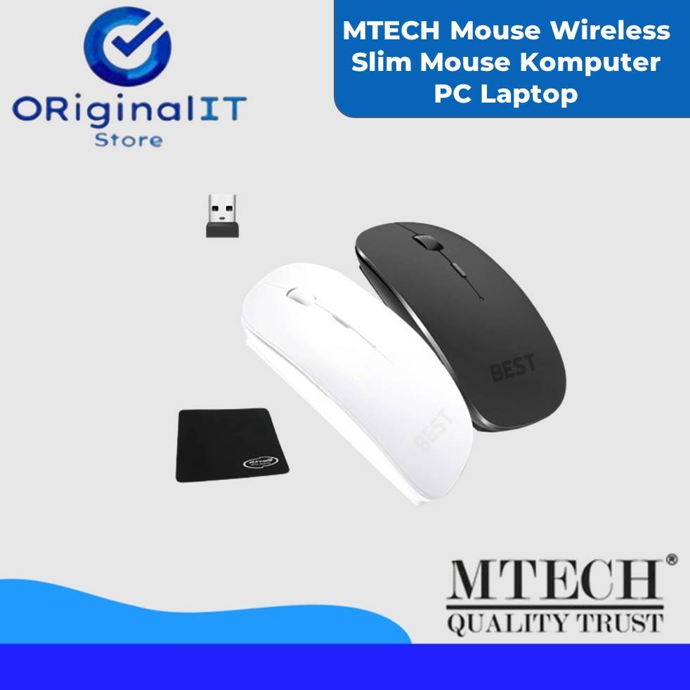 MTECH Mouse Wireless Slim Mouse Komputer PC Laptop