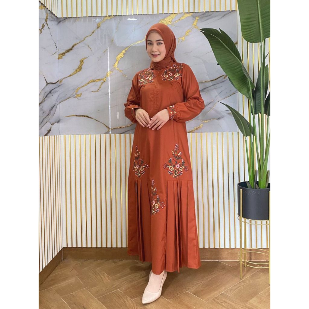 GAMIS WANITA BORDIR TERBARU 2026 MADINA TUGPA BAHAN KATUN TOYOBO PREMIUM BORDIR KOMPUTER