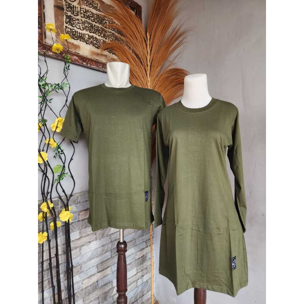 Kaos Polos Couple HIJAU LUMUT bahan katun combed adem, nyaman, menyerap keringar
