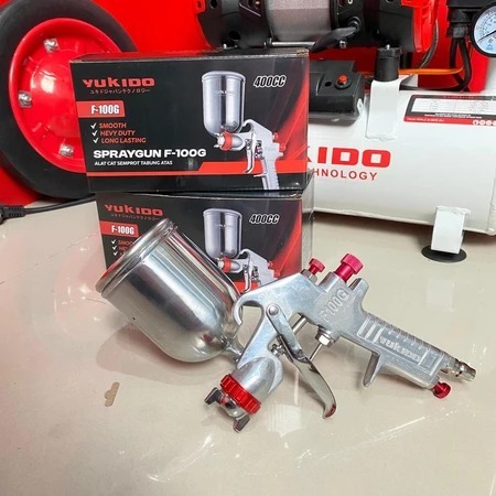 YUKIDO Spraygun tabung atas F100G tekanan tinggi / spray gun F100 G high pressure / alat semprot cat