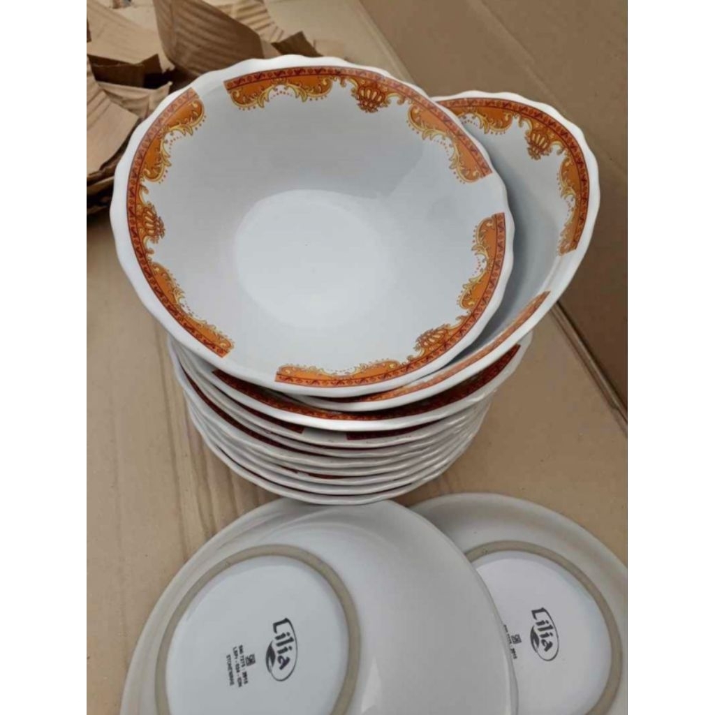 Mangkok Keramik Lilia Mahkota 7 inch isi 12 pcs
