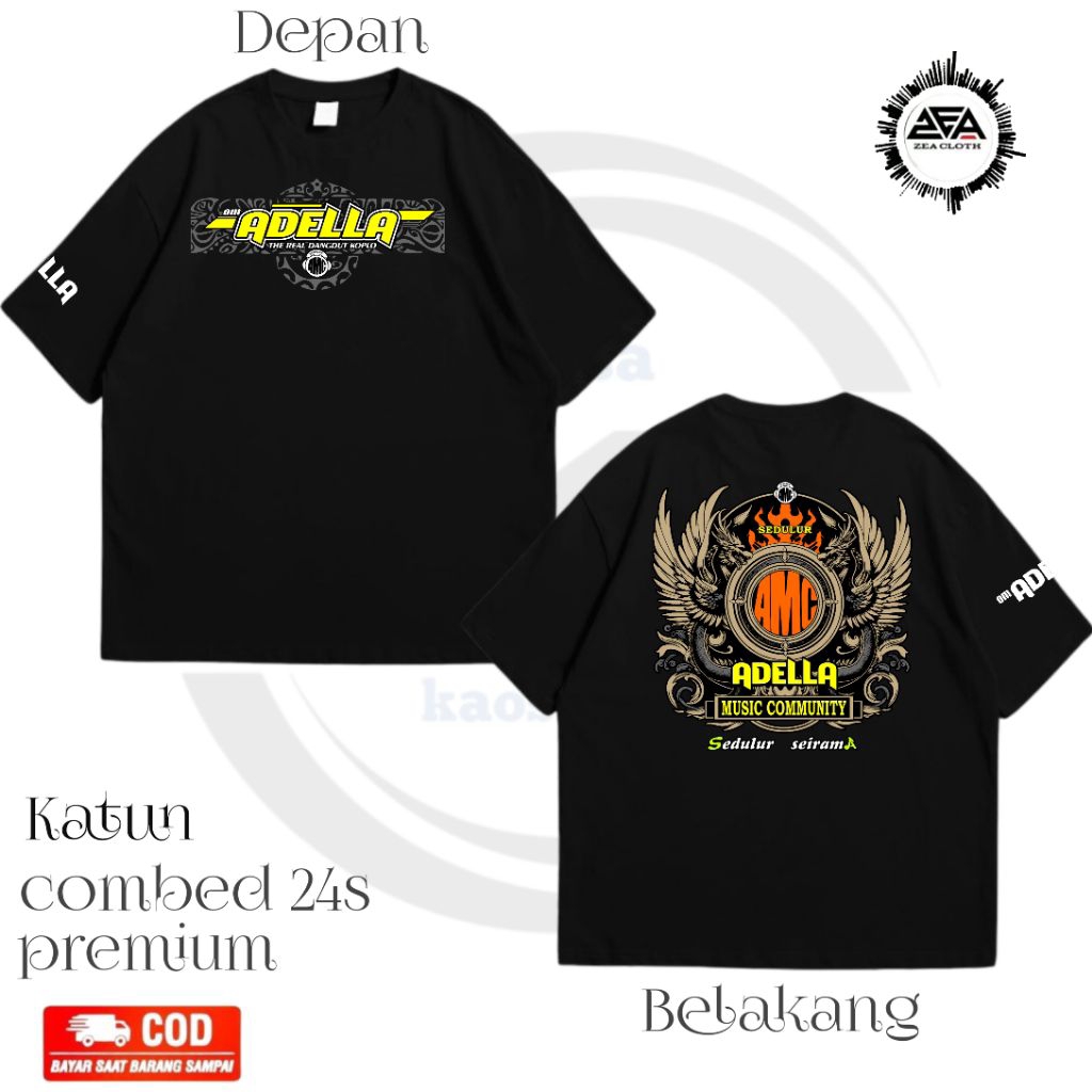 Kaos Adella AMC V1 /Baju T-shirt Adella Musik Dangdut Koplo Pria Wanita Katun Combed 24s Premium