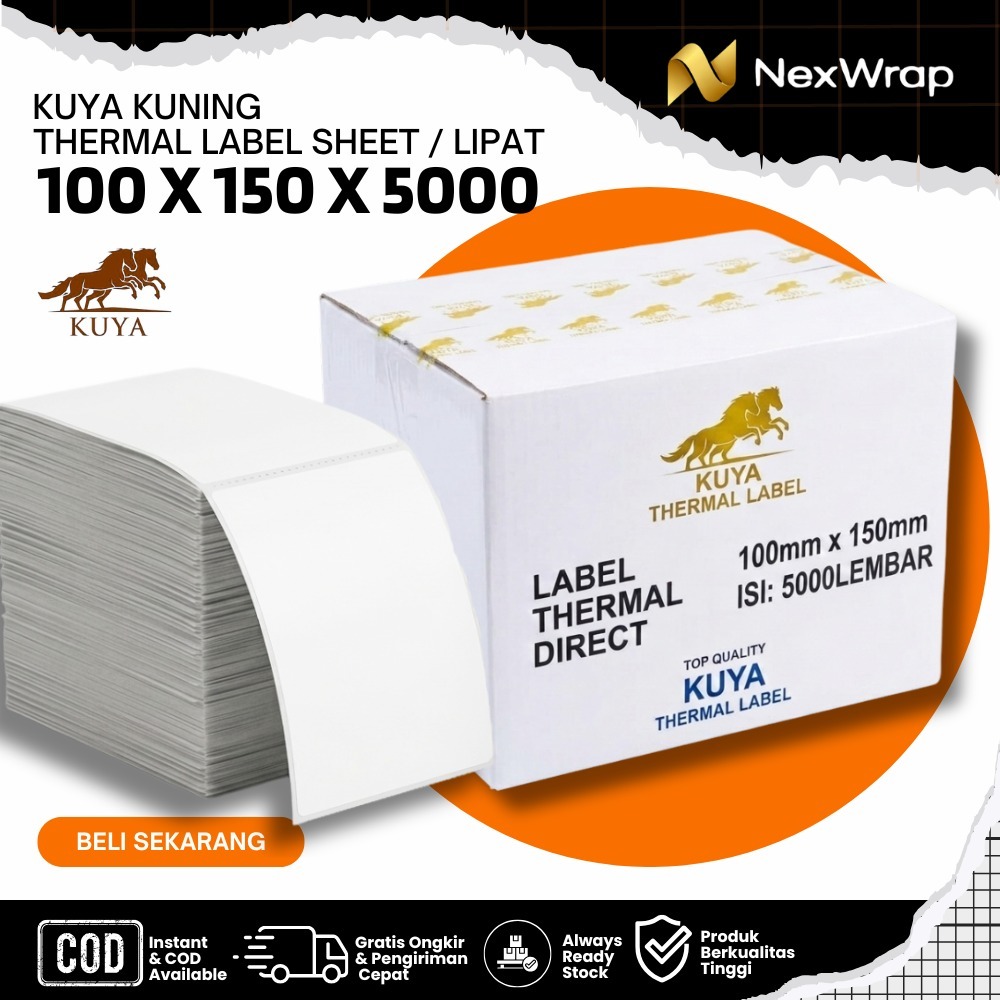 KUYA KUNING Thermal Label Sticker 100x150 Isi 5000 Lembar [nexwrap]