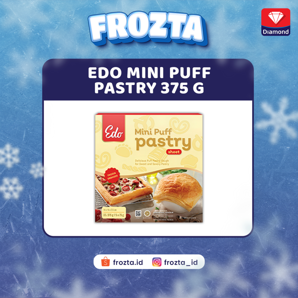 Frozen Edo Mini Puff Pastry Sheet 375gr | Kulit Pastry Frozen Renyah & Praktis untuk Croissant, Pie,
