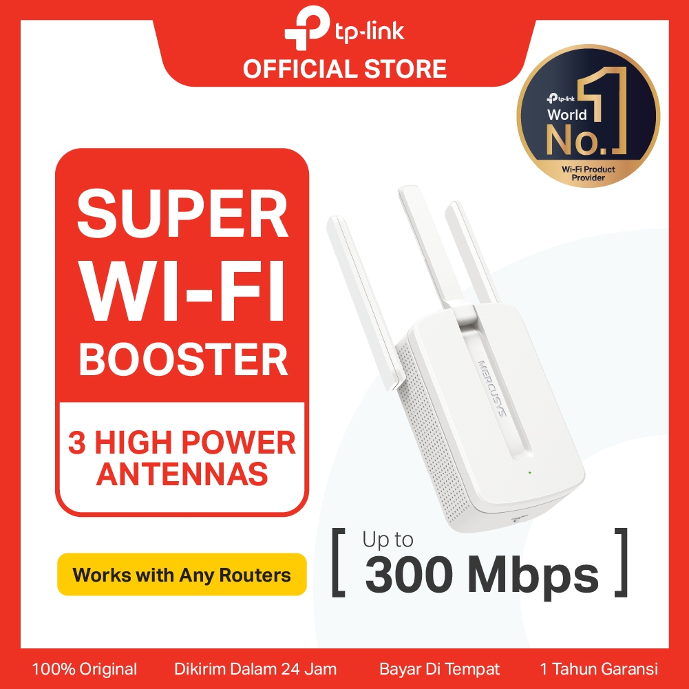 TP-Link | Mercusys MW300RE | 300Mbps Wi-Fi Range Extender | Penguat Sinyal WiFi | Repeater | WPS