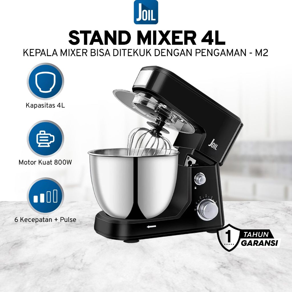 Joil Stand Mixer 4L Mangkuk Stainless Steel 6 Speed - M2