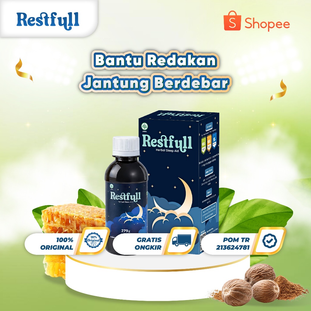 Bantu Redakan Jantung Berdebar - 1 Botol Restfull Anxiety - Ekstrak Akar Valerian, Ekstrak Biji Pala
