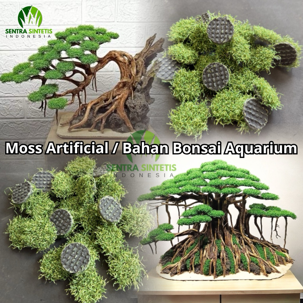 Paket 50 pcs Moss Artificial / Moss Sintetis Aquarium /  Rumput Sintetis Keriting / Moss Sintetis Bo