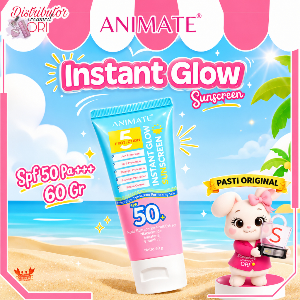 Animate Instant Glow Sunscreen  Spf 50 PA+++ Protection 60 gr | Bpom | Original |
