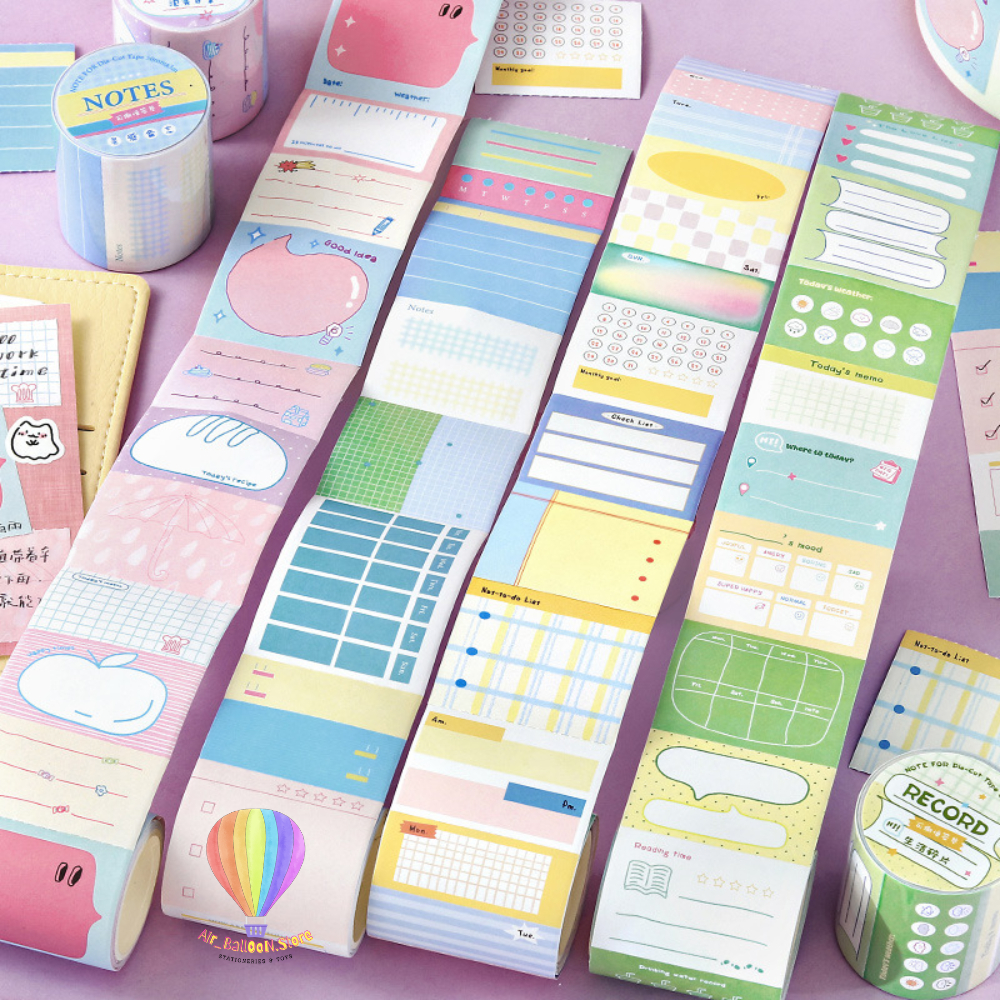 Memo Pad Roll Sticky Notes Panjang Aesthetic Planner Journal Template Weekly Checklist Mood Tracker 