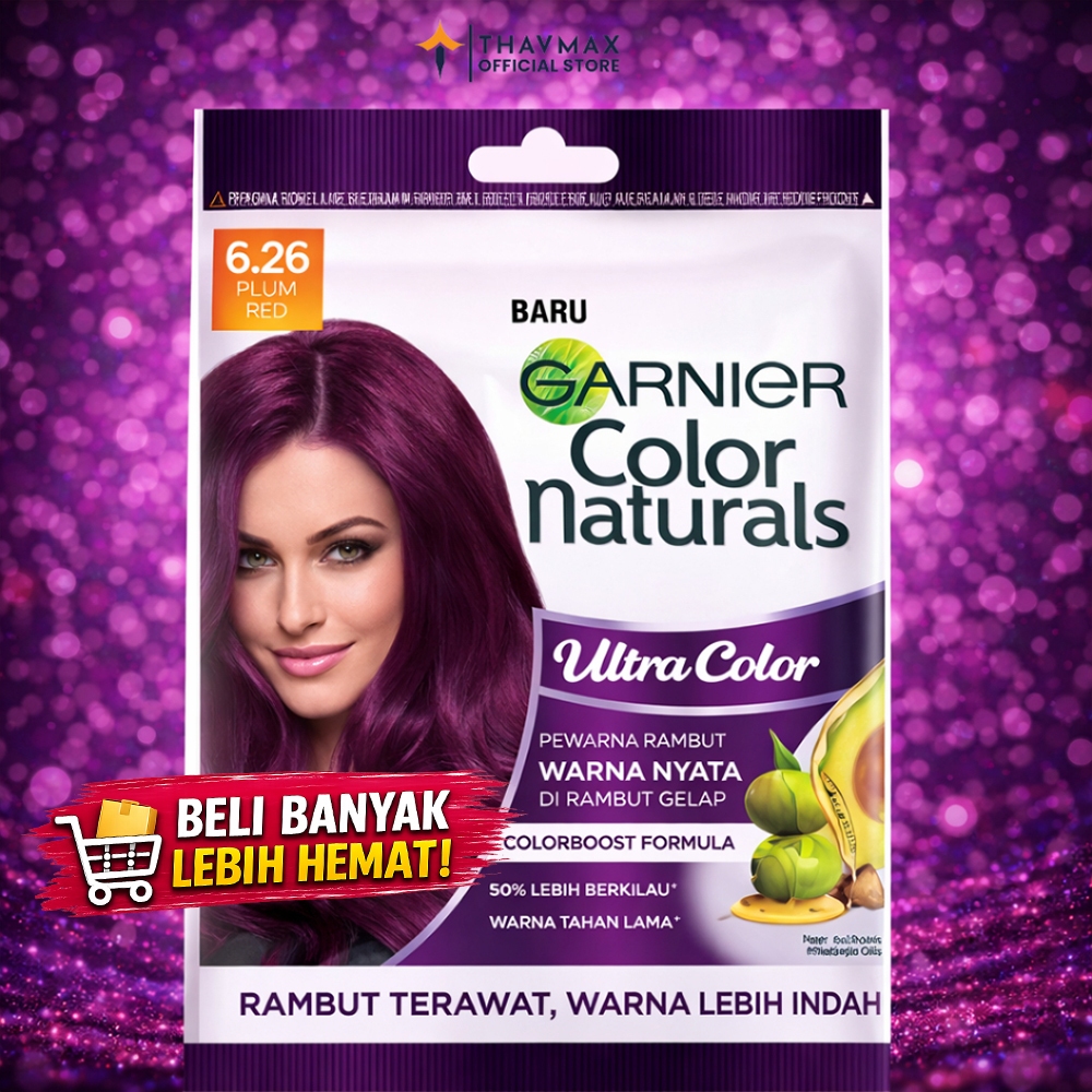 Garnier Color Naturals Ultra Color 6.26 Plum Red | Pewarna Rambut Merah Plum Cerah & Tahan Lama