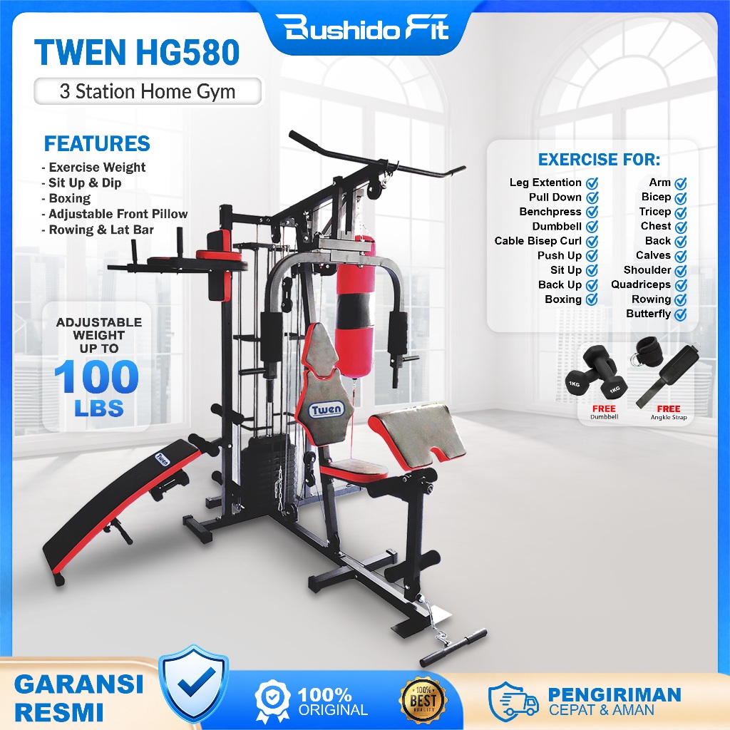 Home Gym Twen HG580 Homegym 3 Sisi Alat Olahraga Alat Gym Set Alat Fitnes