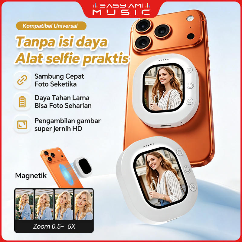 Mini Layar Selfie Portable HD Magnetik untuk iPhone & Android - Layar Vlog & Konten Kreator, Koneksi