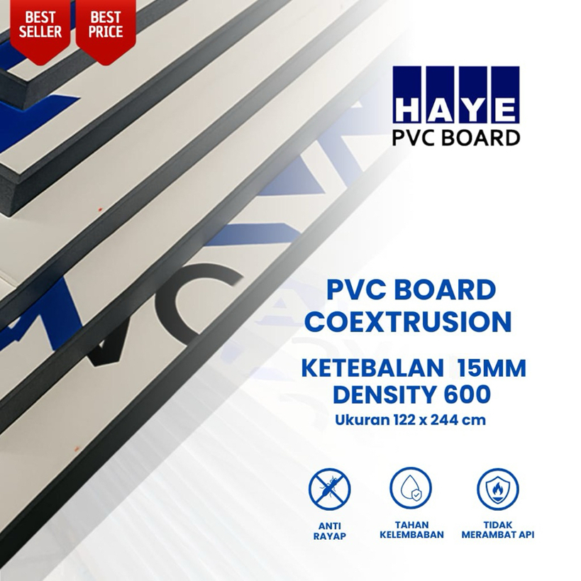 PVC BOARD CO-EX HAYE 122x244 tebal 15mm Foam Board Triplek Gipsum Gypsum Anti Air Anti Rayap Furnitu