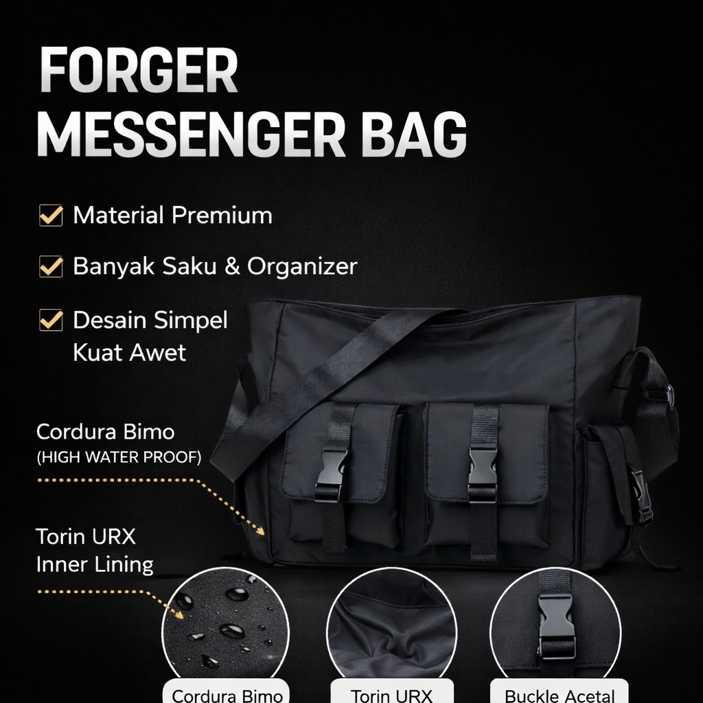 Forger Tas Messanger/Selempang/Totebag - Bahan Cordura Bimo anti air