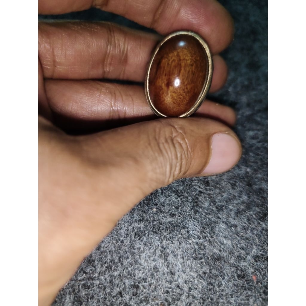 Cincin galih kayu setigi original top quality ring size 10 alpaka super ukir