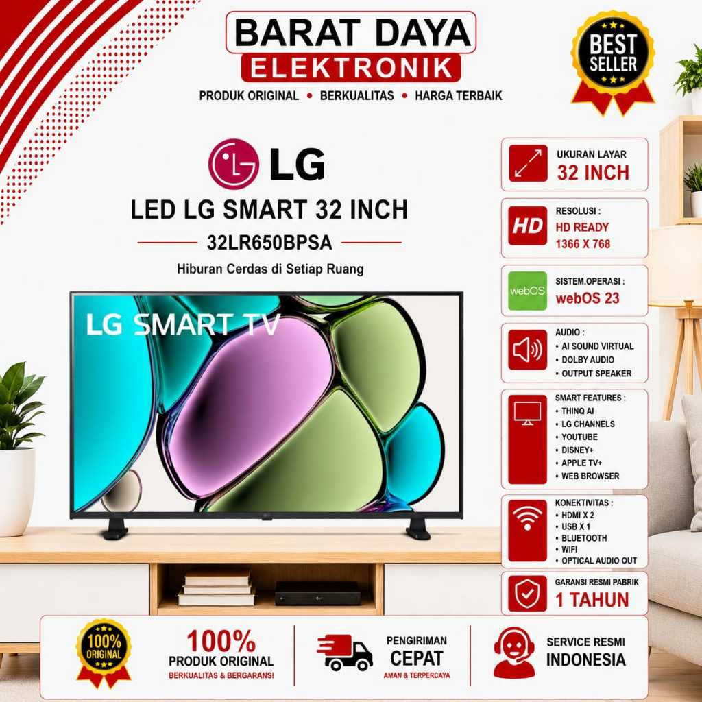 LG LED Smart TV 32 Inch HD - 32LR650BPSA TV LED LG SMART