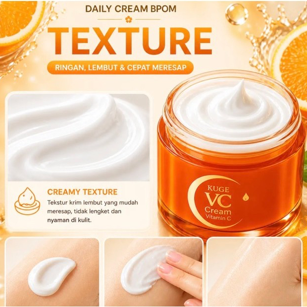 VC Cream Vitamin C KUGE Hyaluronic Acid Retinol Moisturizer Perawatan Wajah Cerah Lembab Sehat COD