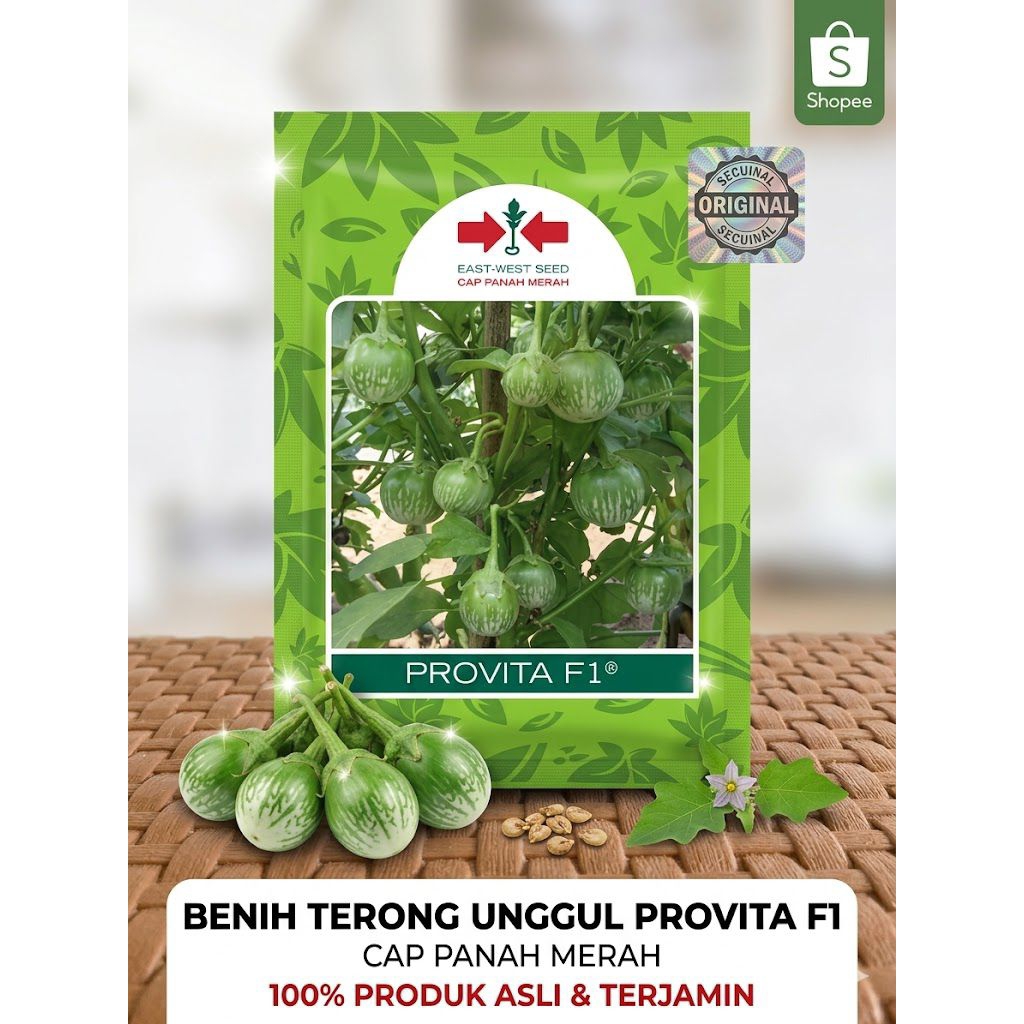 Benih Terong Lalap PROVITA F1 Cap Panah Merah - Terung Hijau Bundar Unggul Original