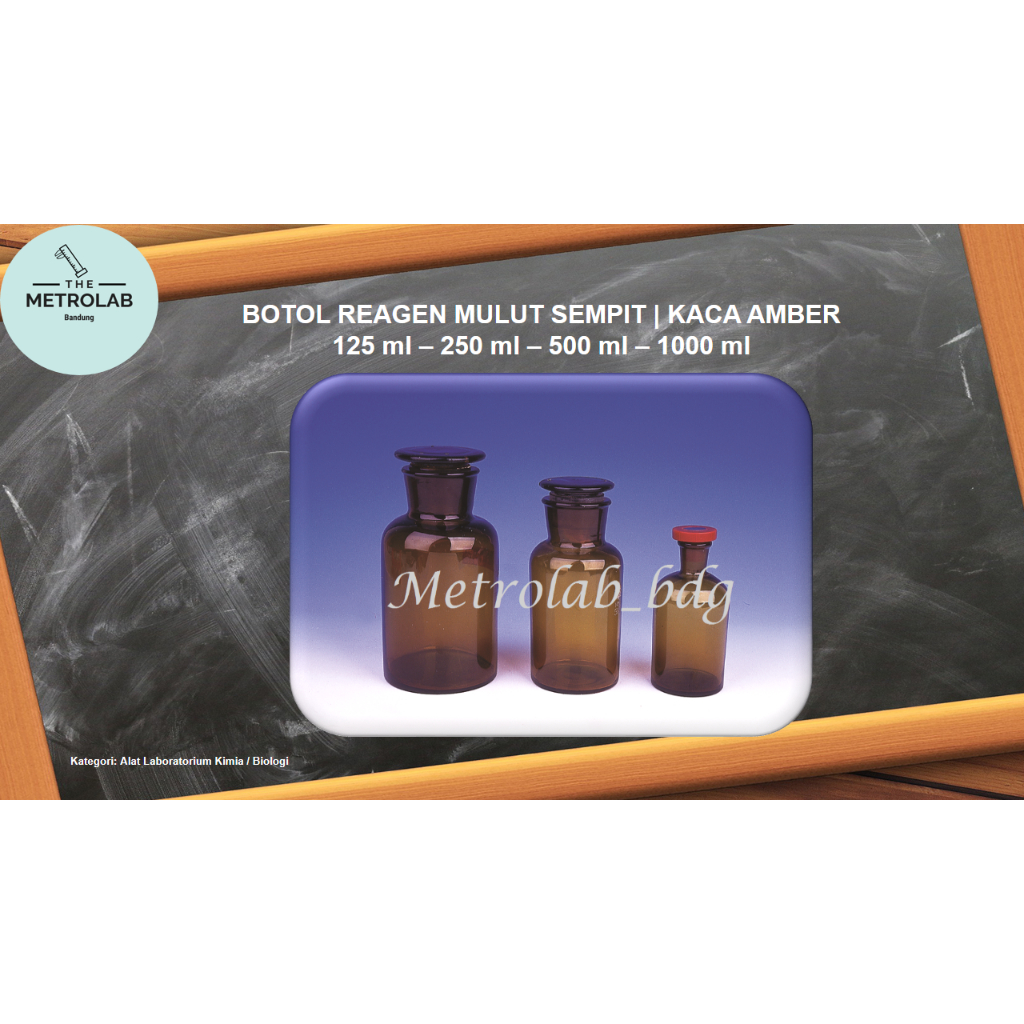 Botol Reagen 1000 ml | Mulut Sempit | Kaca Amber