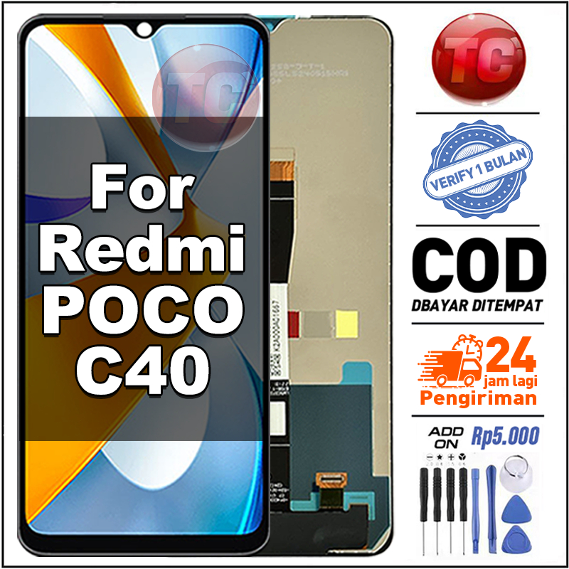 TC LCD For POCO C40 Fullset hp Touchscreen Kompatibel untuk Glass Touch Screen Digitizer COD