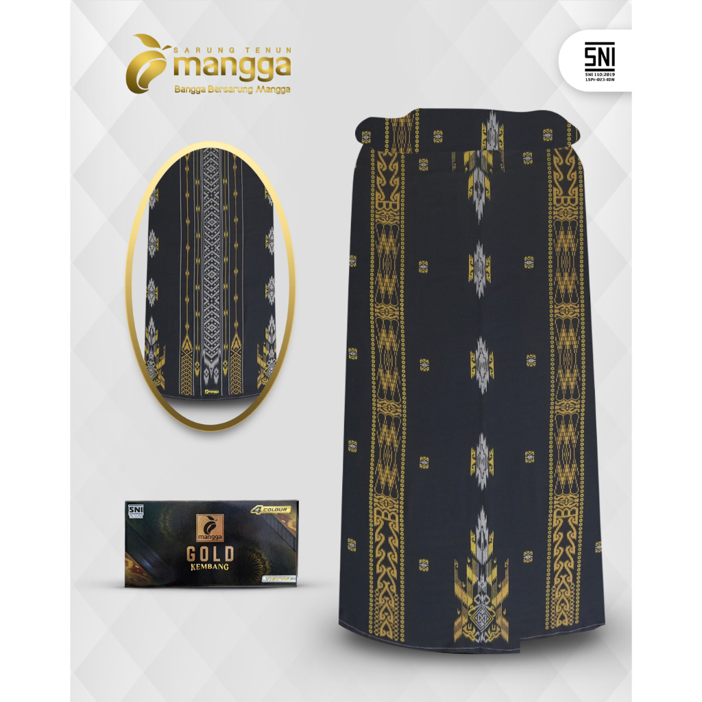 Sarung Mangga Gold Kembang 4 Warna Hitam Kuning GKE03