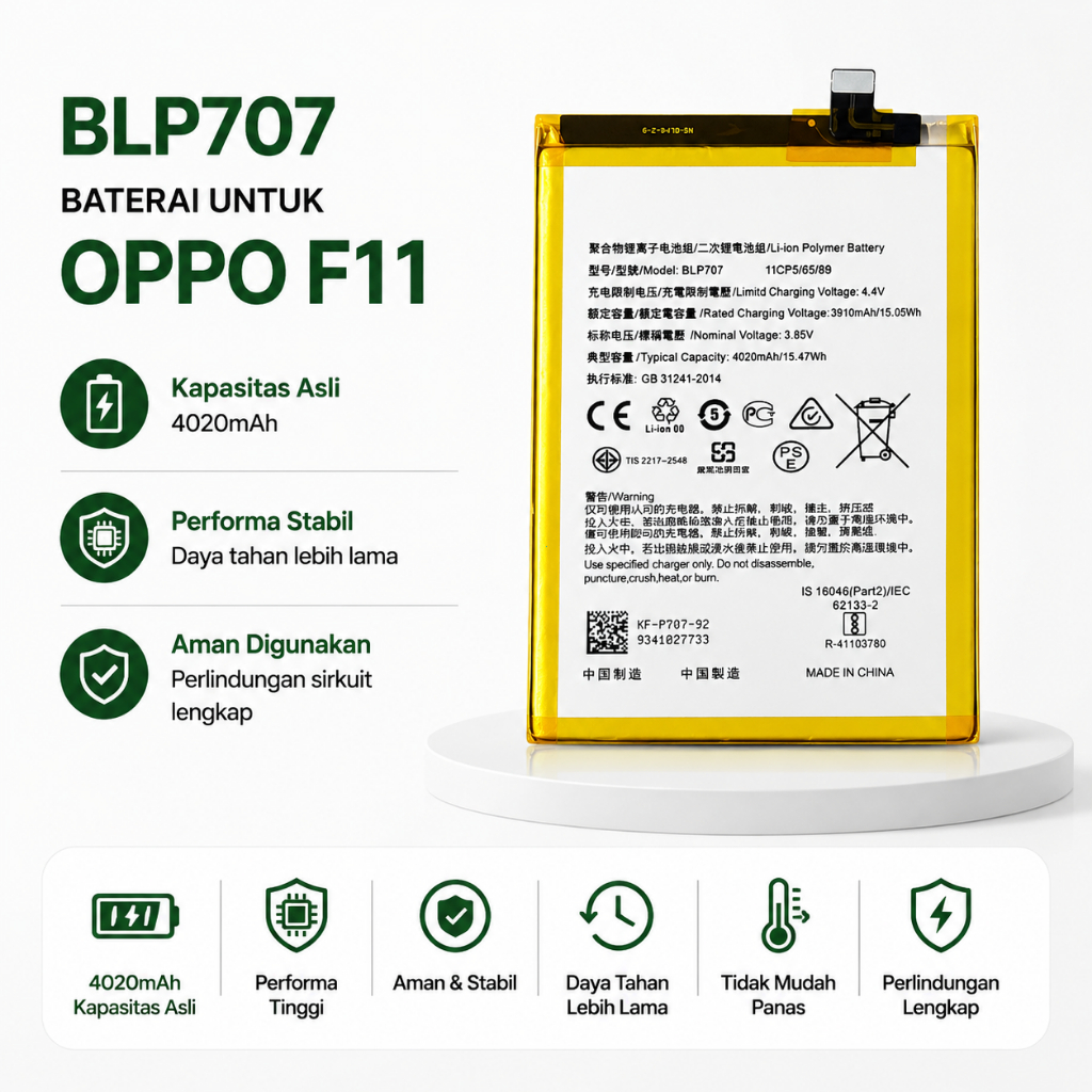 Baterai HP BLP707 Batre untuk OPPO F11 Original Battery Garansi 1 Tahun