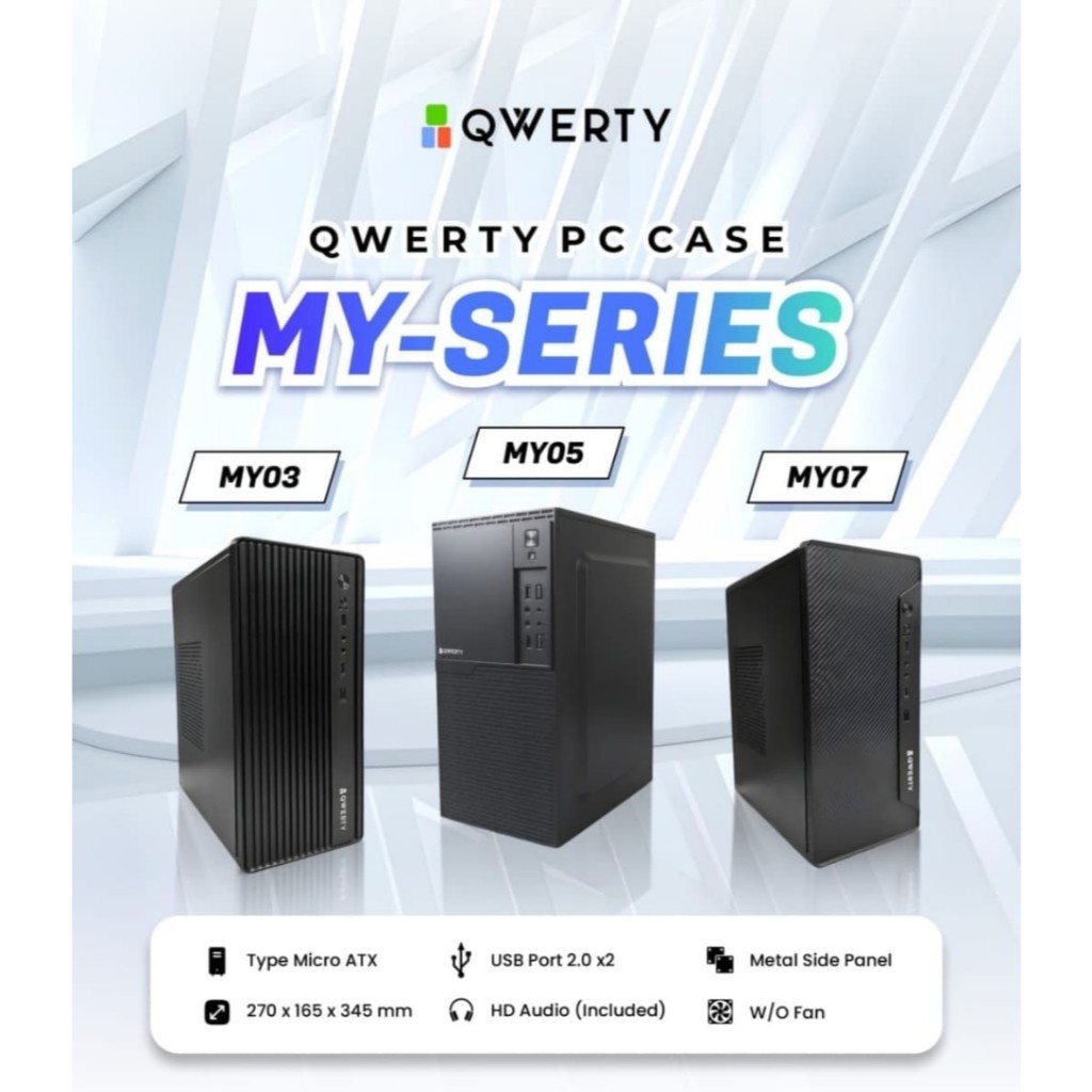 PC Case QWERTY Micro ATX MY Series with PSU 450W Casing Komputer