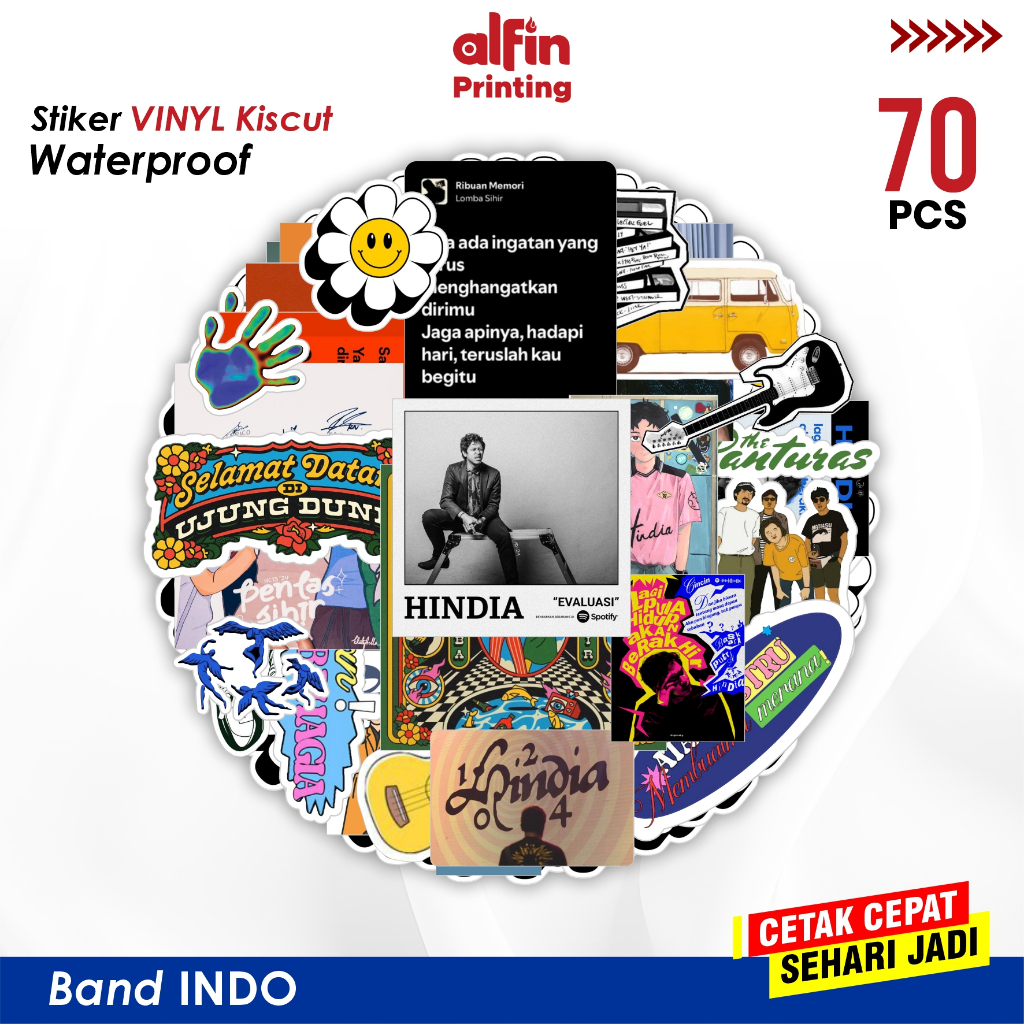 Sticker pack- Stiker Hindia/Feast/Lomba Sihir/The Panturas Custom-Vinyl Tahan air