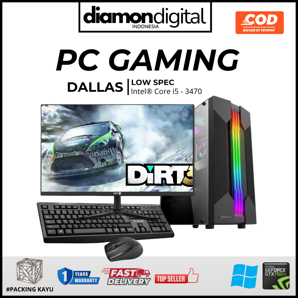 Komputer Full Set Murah Intel Core i5 SSD 128GB RAM 16GB VGA CARD 4GB DDR5 Monitor LED 24inch Lengka