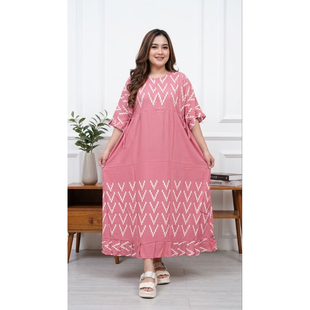 DASTER JUMBO LUKIS LD 140 PANJANG 120 RAYON PREMIUM TEBAL BUMIL BUSUI FRIENDLY DRESS BAJU SANTAI VIR