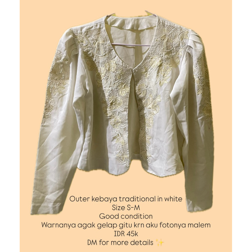 Preloved Outer Kebaya Tradisional in Broken White (Putih Tulang)