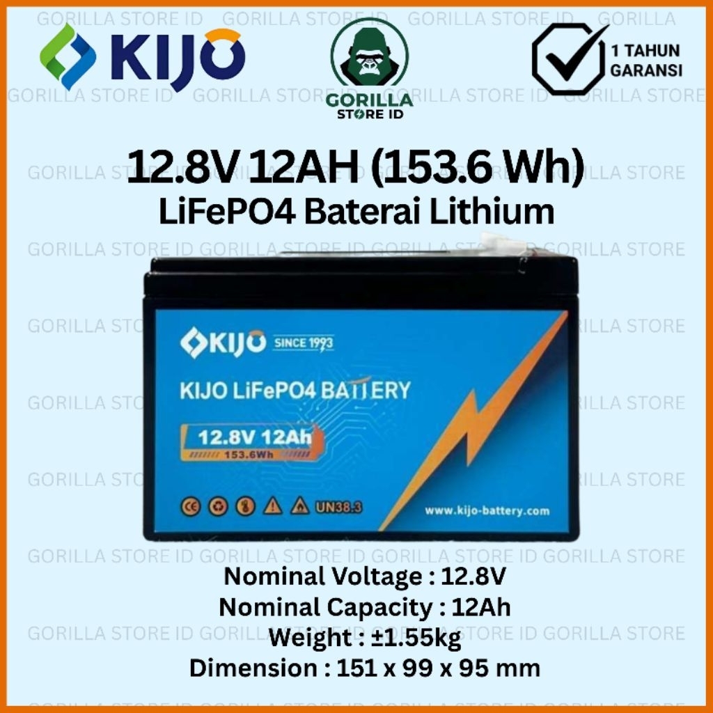 Baterai Aki Lithium KIJO 12.8V 12AH