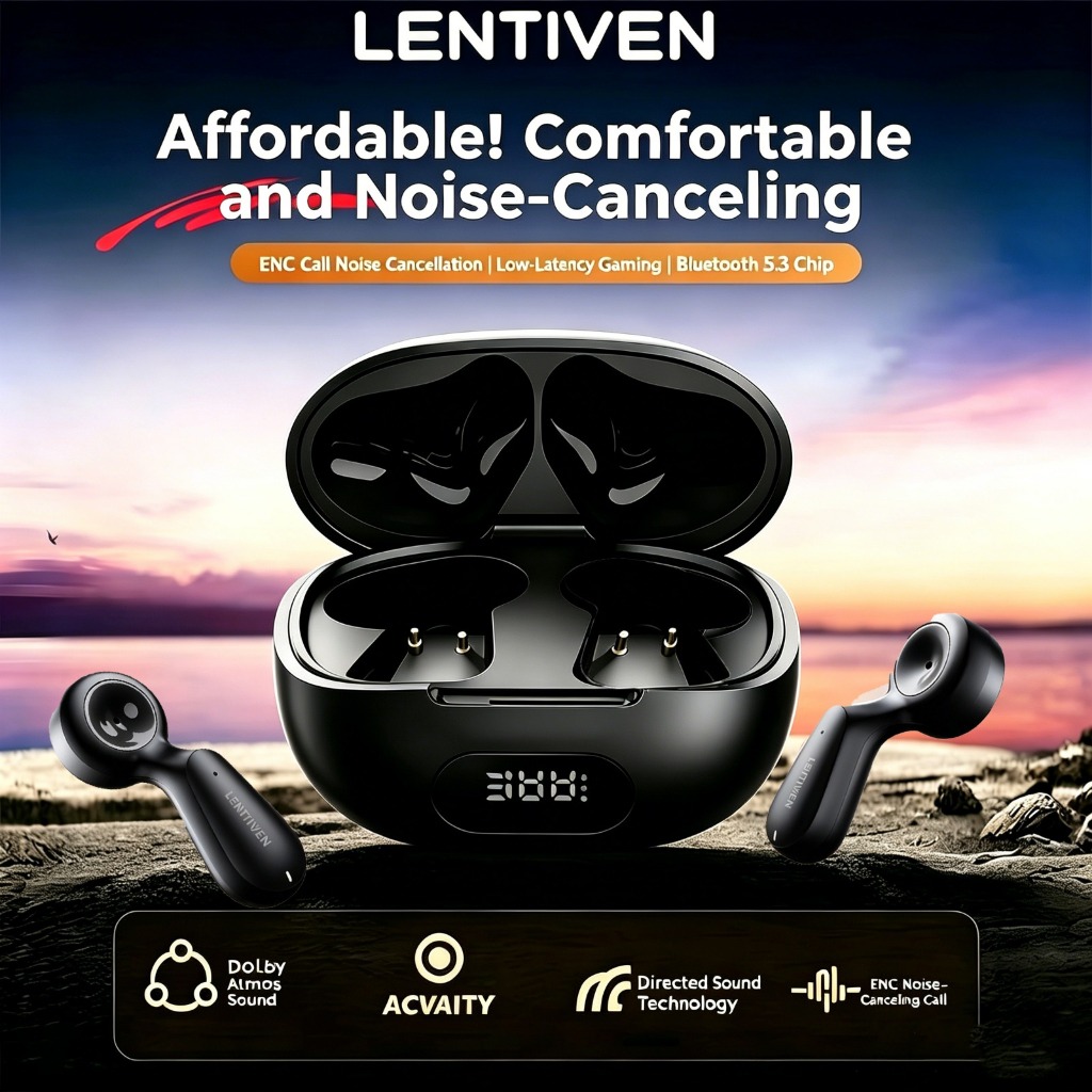 LENTIVEN Earphone Headset Bluetooth Wireless TWS Gaming Music Mode Earbuds H02