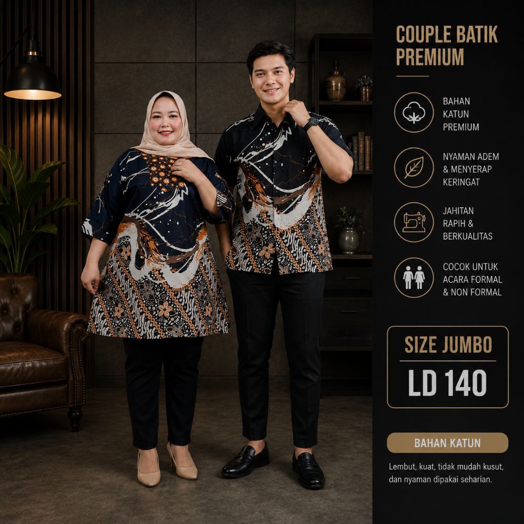 Atasan Baju Batik Wanita Jumbo LD 140 Couple Pasangan